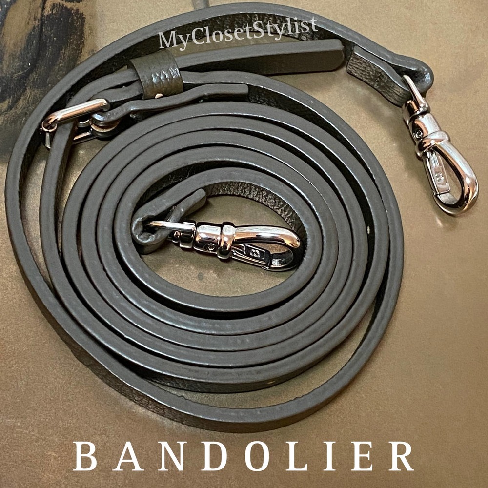 BANDOLIER Adjustable Leather Purse Case Strap NEW! Silver Buckle Dark Green